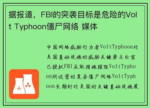 据报道，FBI的突袭目标是危险的Volt Typhoon僵尸网络 媒体