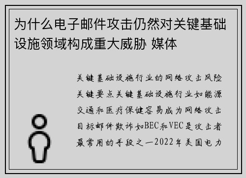 为什么电子邮件攻击仍然对关键基础设施领域构成重大威胁 媒体