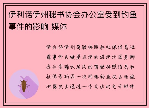 伊利诺伊州秘书协会办公室受到钓鱼事件的影响 媒体